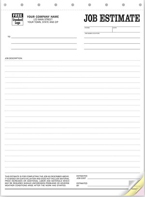 Professional job estimate form 