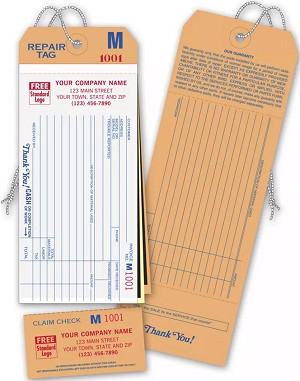 Repair Tags with Detachable Claim Check 