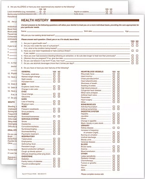 Dental Health History Questionnaire 