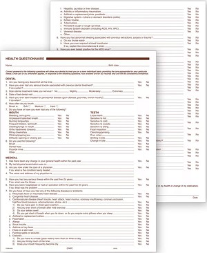 Dental Health History Questionnaire 