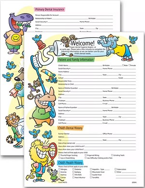 Two-Sided Registration and History Form Pediatric Dental  