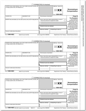 1099-NEC Payer & State Copy C Cut Sheet 