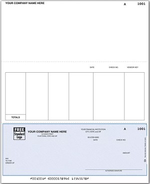 Stub has space to list invoice dates, amounts, discounts 