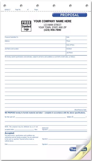 Carbonless proposal form 