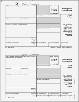 IRS Approved 1099-NEC Copy C Tax Form 