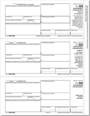  IRS Approved 1099-NEC 3-Up Tax Form 