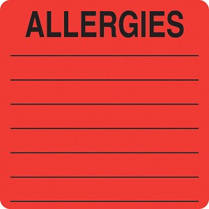 Medical Allergy Label allergies 