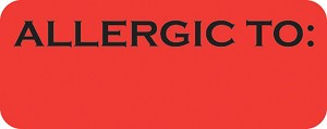 Medical Allergy Label allergic to 