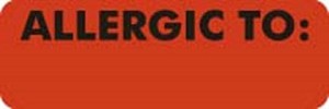 Medical Allergy Label allergic to 