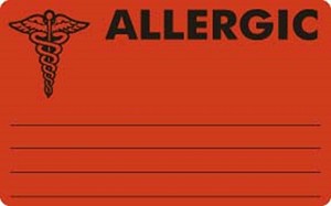 Medical Allergy Label allergic 