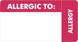 Medical Allergy Label allergic to 